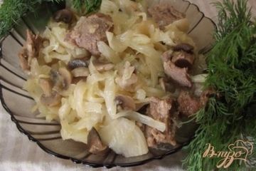 фото рецепта Капуста тушеная с грибами