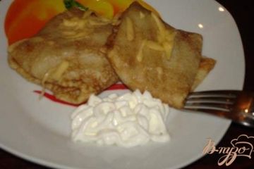 фото рецепта Блины с грибами и голубым сыром