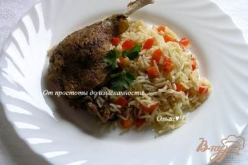 фото рецепта Утка с рисом и овощами (в мультиварке)