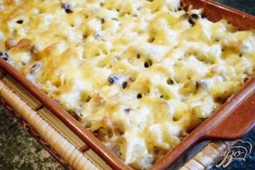 фото рецепта Цветная капуста с грибами, молоком и сыром.