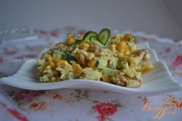 фото рецепта Рисовый салат с тунцом