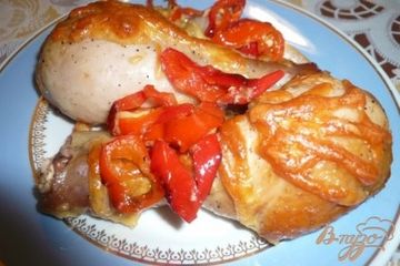 фото рецепта Куриные голени запеченные с болгарским перцем
