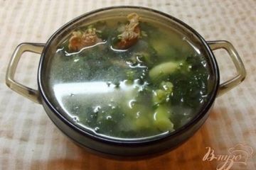 фото рецепта Шпинатовый суп с куриными желудочками