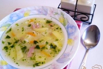 фото рецепта Рисовый суп на копченой ножке