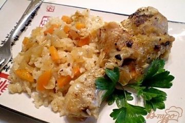 фото рецепта Ножки запеченные с рисом и овощами