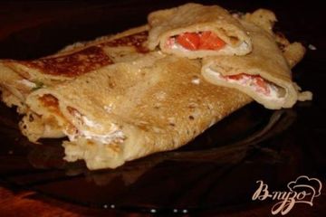 фото рецепта Блины на пиве с начинкой из форели(лосося) со сливочной пастой