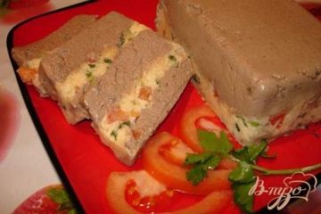 фото рецепта Полосатый печеночный паштет из куриной (индющиной) печени с сыром