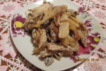 фото рецепта Запеченная картошка с грибами и мясом