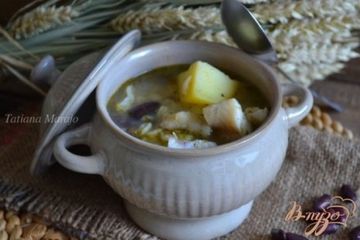 фото рецепта Густой суп с рыбой, крупами и фасолью