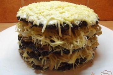 фото рецепта Торт печеночный с сыром