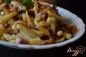 фото рецепта Жареный картофель с фенхелем и ветчиной