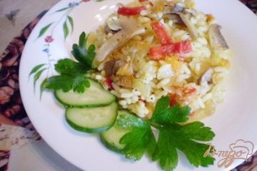 фото рецепта Рис с шампиньонами