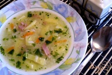 фото рецепта Суп рисовый с копченой курицей