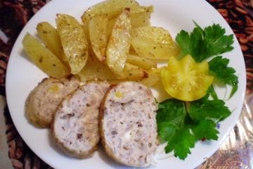 фото рецепта Окорочка фаршированные гречкой, грибами и запеченый картофель