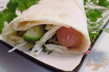 фото рецепта Сосиски в лаваше