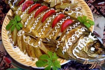 фото рецепта Рыба с овощами в духовке