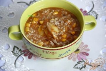 фото рецепта Густой суп с перловкой и кукурузой