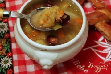 фото рецепта Linseneintopf - густой суп с чечевицей