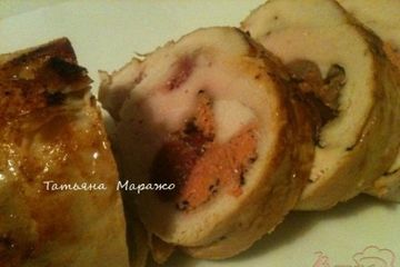 фото рецепта Куриный рулет с фуа-гра и вишней