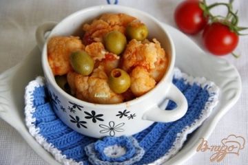 фото рецепта Цветная капуста с оливками в томатном соусе