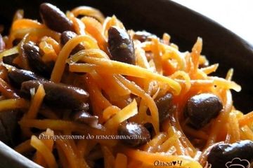фото рецепта Теплый салат из моркови с фасолью