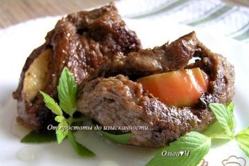 фото рецепта Шницель с яблоком и мятным сиропом