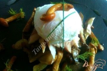 фото рецепта Яйца пашот с грибами на крупяных биточках