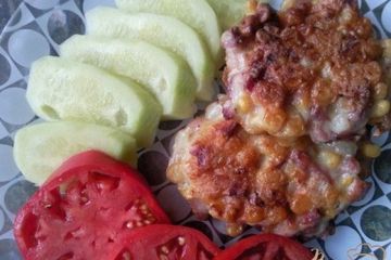 фото рецепта Оладьи из ветчины и кукурузы