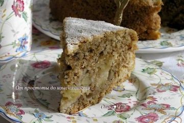 фото рецепта Яблочная шарлотка с грецкими орехами