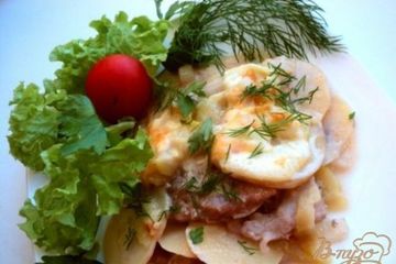 фото рецепта Картофель, запеченный с кабачками и мясом