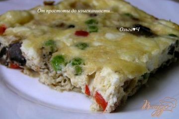 фото рецепта Фриттата с грибами, овощами и сыром фета