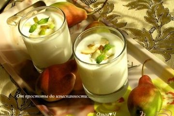 фото рецепта Домашний йогурт с грушей и мятным сиропом