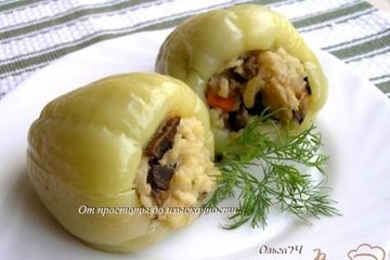 фото рецепта Перец, фаршированный рисом и грибами на пару