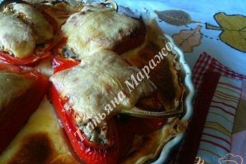 фото рецепта Открытый пирог с фаршированными перцами