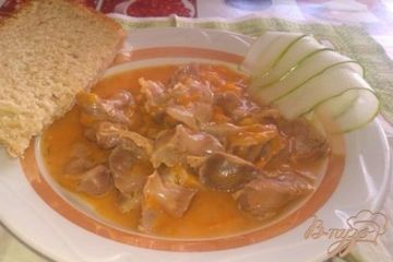 фото рецепта Гуляш из куриных желудочков