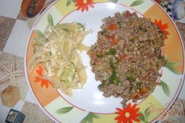 фото рецепта Гречка с фаршем и овощами