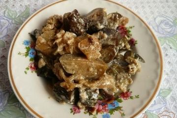 фото рецепта Баклажаны с луком и сметаной