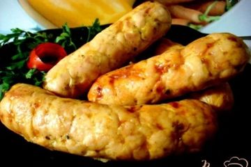 фото рецепта Домашняя куриная колбаса с ветчиной