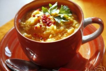 фото рецепта Суп пюре из тыквы и красной чечевицы