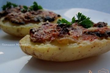 фото рецепта Картофельные лодочки с грибами и луком пореем