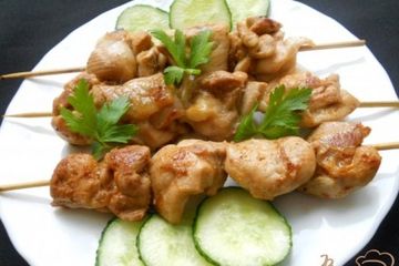 фото рецепта Шашлык из курицы на сковороде