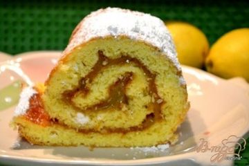фото рецепта Рулет  с лимонным курдом