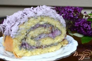 фото рецепта Рулет с голубикой