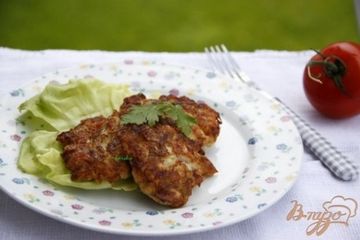фото рецепта Оладьи с мясом курицы и цуккини