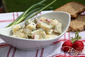 фото рецепта Немецкий картофельный салат с редисом и маринованными огурчиками