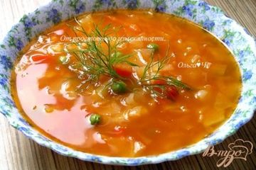 фото рецепта Щи с зеленым горошком и мартини