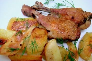 фото рецепта Куриные голени  запеченные с картофелем