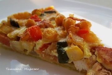 фото рецепта Пирог с куриным мясом и горохом нут