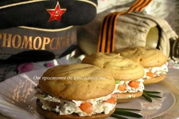 фото рецепта Картофельные эклеры с творожным сыром, двумя видами риса и форелью