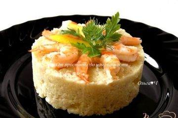 фото рецепта Салат с пшеном, тунцом и морепродуктами